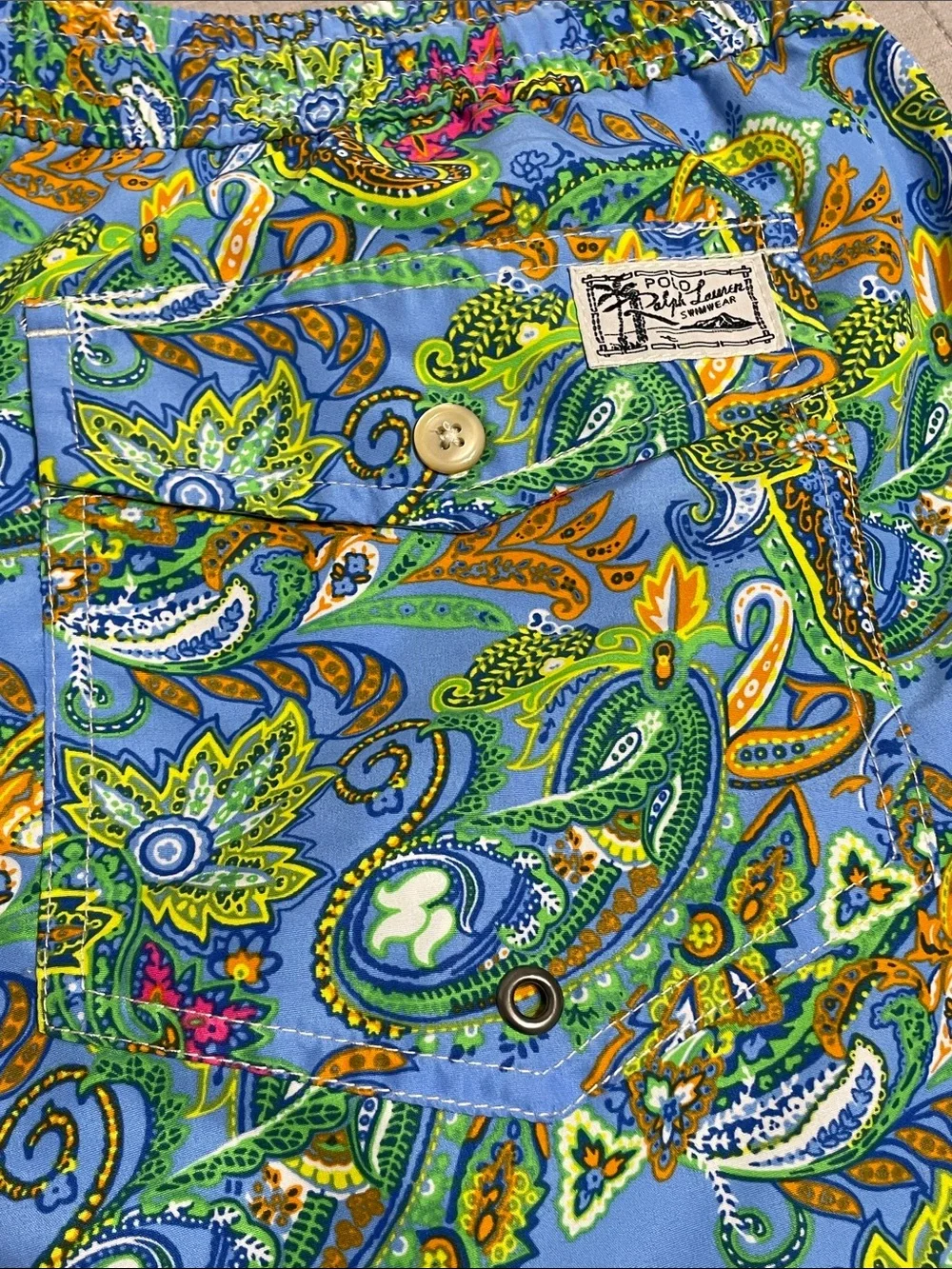 Polo Ralph Lauren Swimwear Blue Paisley Swim Trunks Men’s L Beach Cruisewear